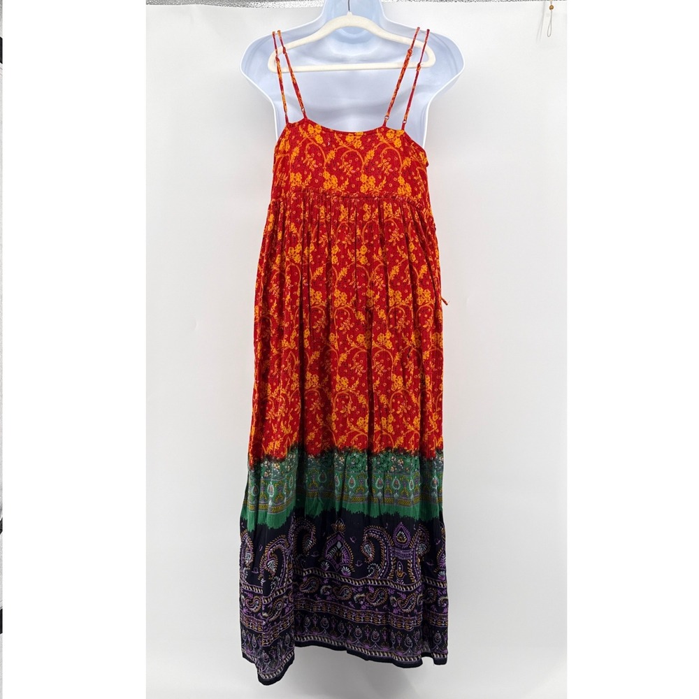 Urban Outfitters Paisley Floral Mix Maxi Dress Button Front Tiered Boho Small S‎ - Picture 6 of 11